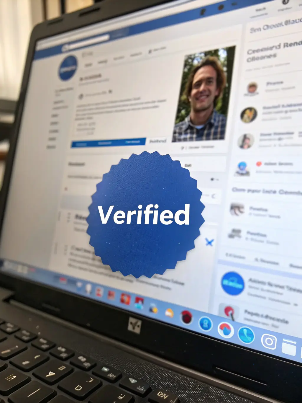 A close-up shot of a verified badge on a contractor's profile on Tico.Social, symbolizing trust and reliability in the Costa Rican market.