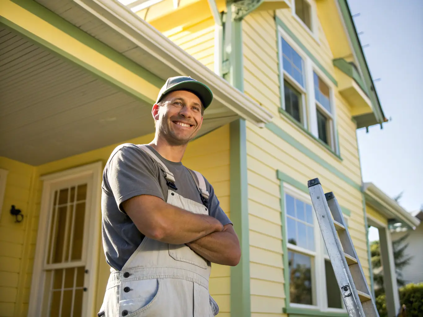 A professional contractor profile on Tico.Social, showcasing skills, experience, and completed projects, set against a backdrop of a vibrant Costa Rican neighborhood.