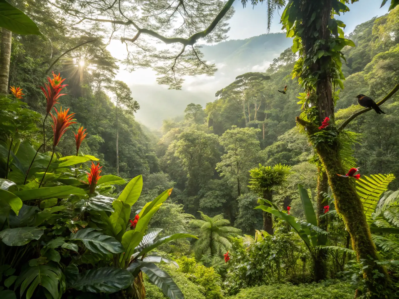 A scenic image of a popular tourist destination in Costa Rica, such as a rainforest or beach, representing the future expansion into travel services on Tico.Social.